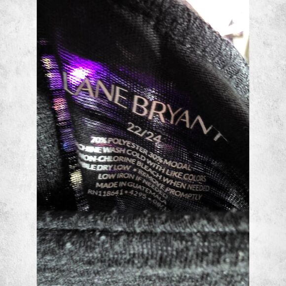 Lane Bryant Black Cold Shoulder Top 22/24 Plus Size Tie Sleeve Modal Blend Tunic - Picture 7 of 7